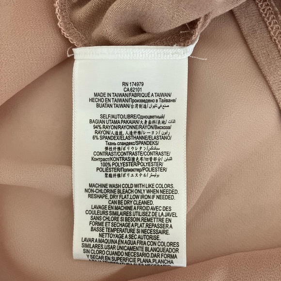 Slightly used: BCBGMAXAZRIA Draped Asymmetrical, long sleeve top. Antique Rose - Picture 4 of 8